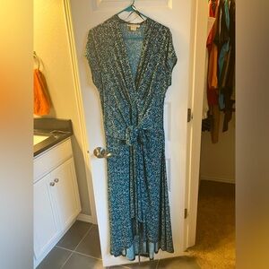 Michael Kors Turquoise Print Maxi Dress